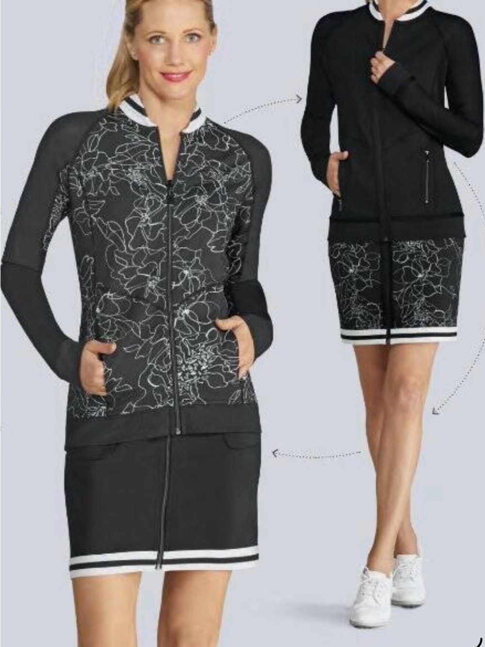 ***The Tail ***Arielle Golf  Reversible Full Zip-Front Mini Skirt .